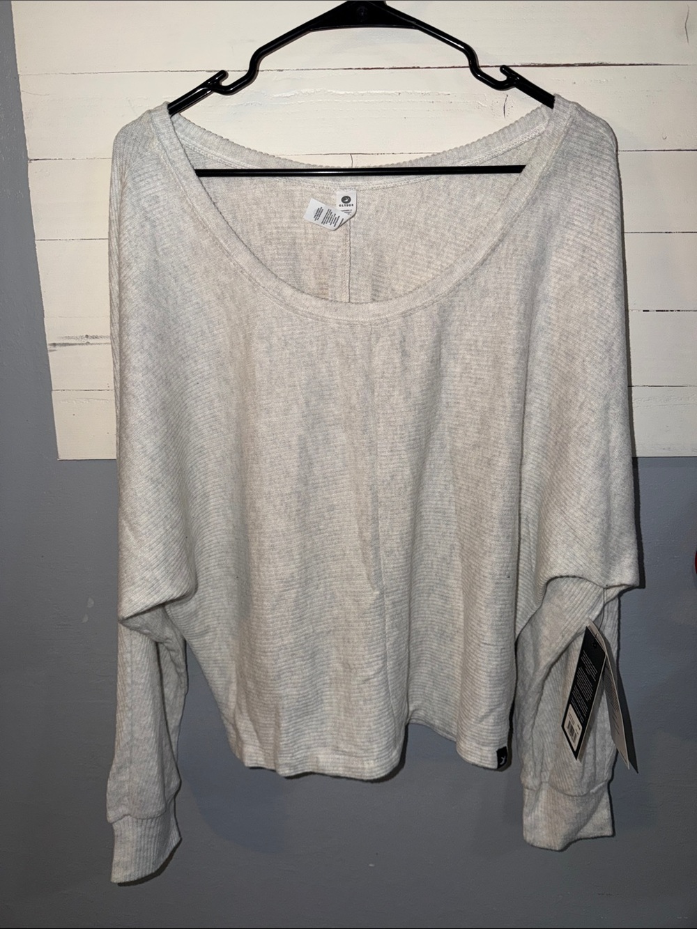 Glyder Light Gray Ribbed Scoop-Neck Pullover